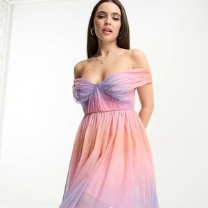 ASOS Anaya Bardot Tulle Ombre Mini Dress